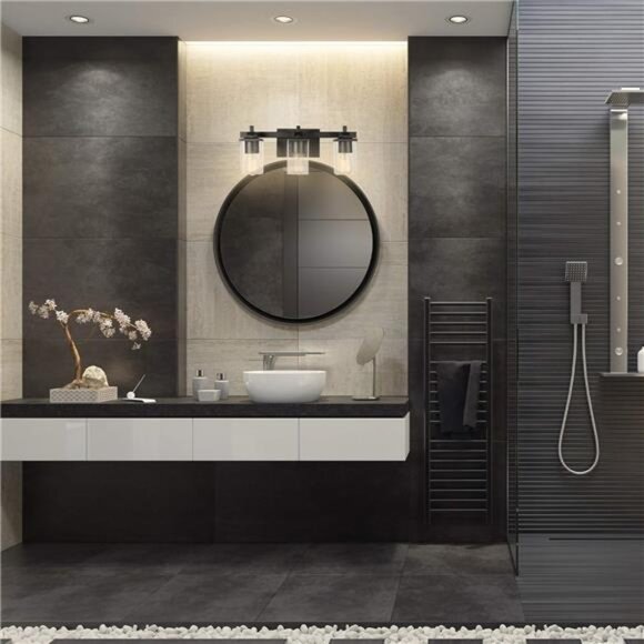 Globe Electric 51634 Dakota 5-Piece All-in-One Bathroom Set 3 Vanity Light - Picture 5 of 6